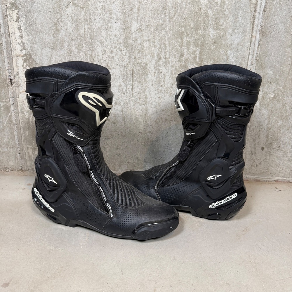 Alpinestars SMX Plus v2 Vented Motorcycle Racing Boots Black Mens 10.5 EU 45